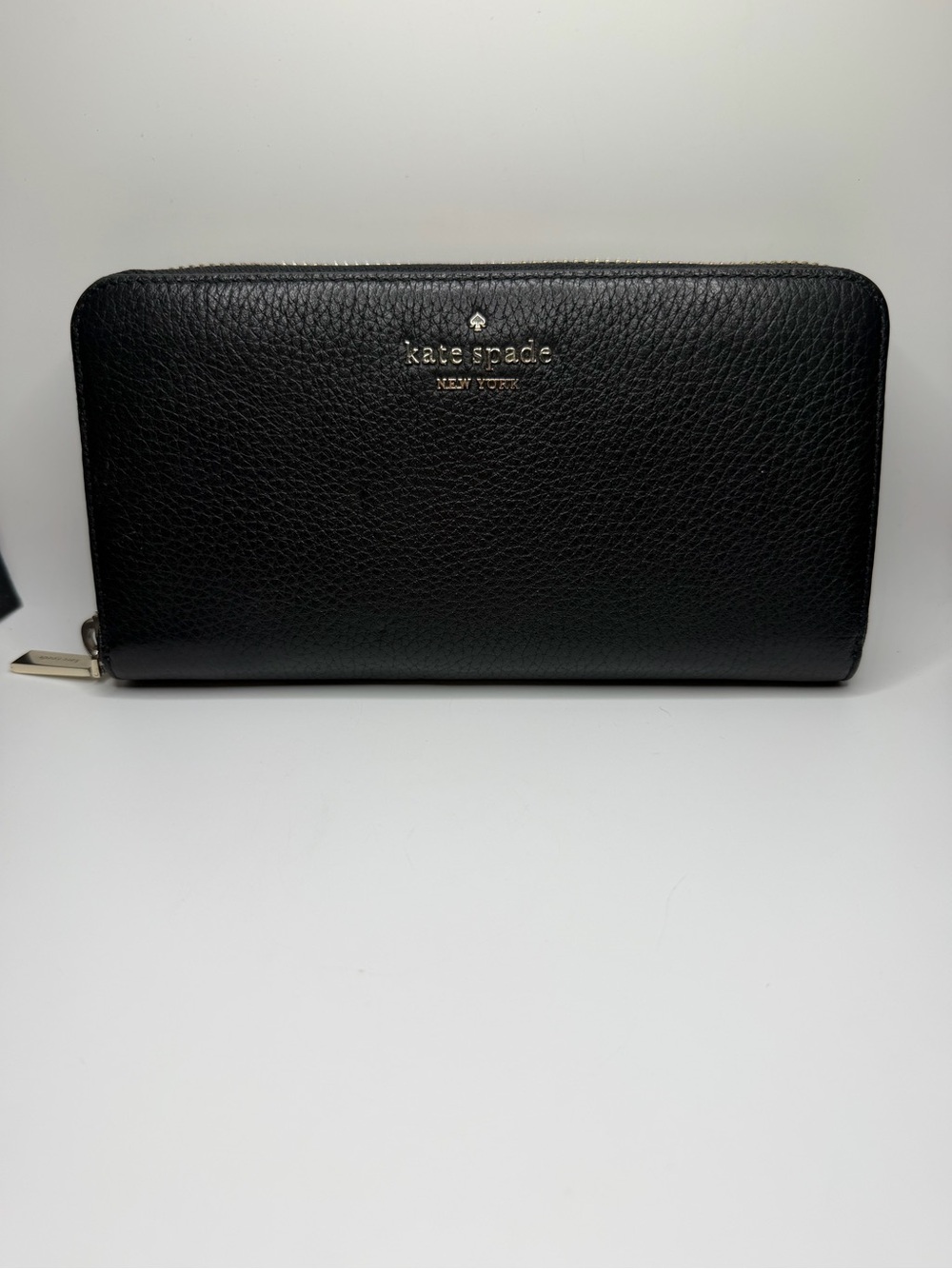 kate spade Black Pebbled Leather Zip-Around Wallet